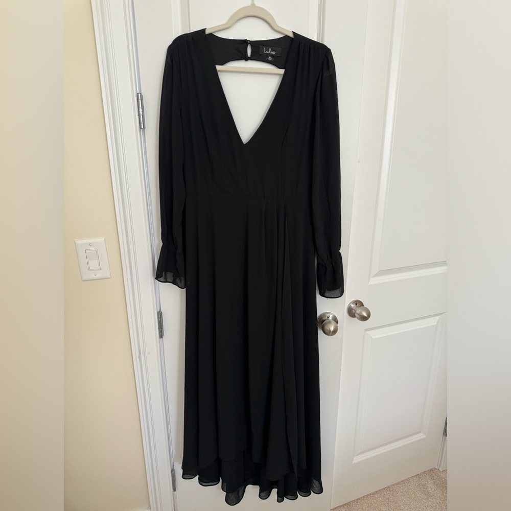 Lulu's Black Long Sleeve Maxi Dress